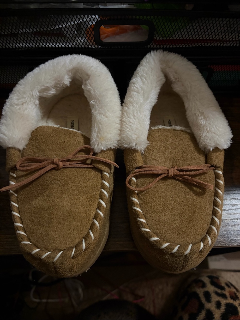 Merrimac Kids Tan Fuzzy Moccasin Slippers (13-1)